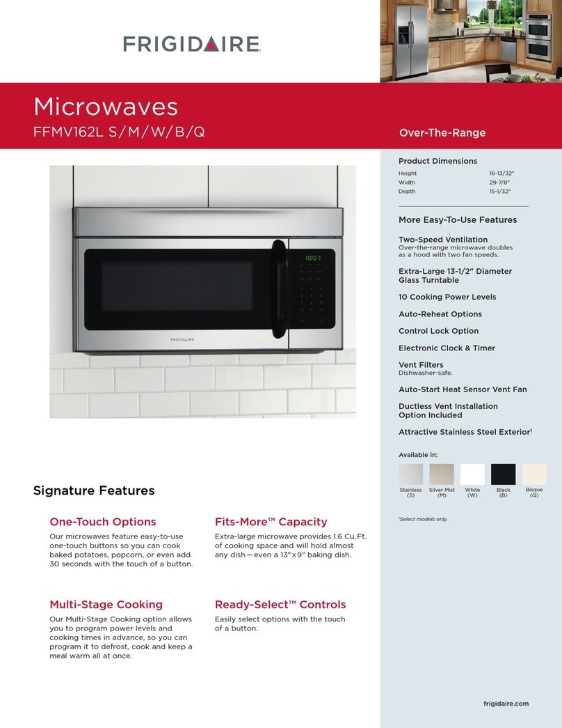 Frigidaire FFMV162L S Operating and safety instructions