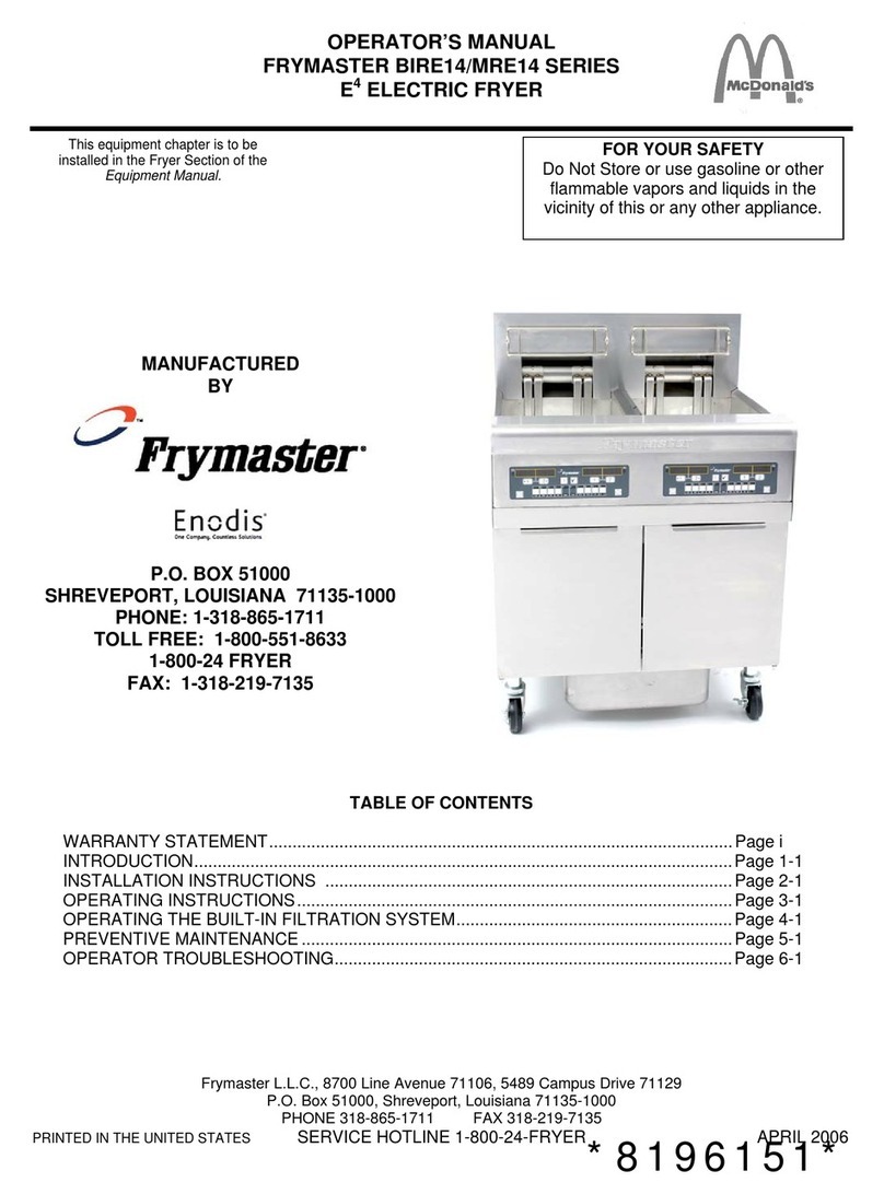 Frymaster BIRE14 Series Operator's manual