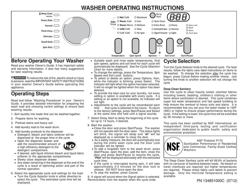 Frigidaire 134851000C (0712) User manual