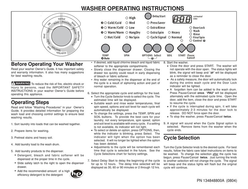 Frigidaire Gallery GLTF2940F User manual