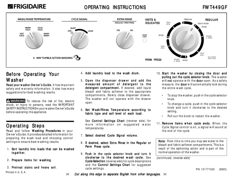 Frigidaire FWT449GF User manual
