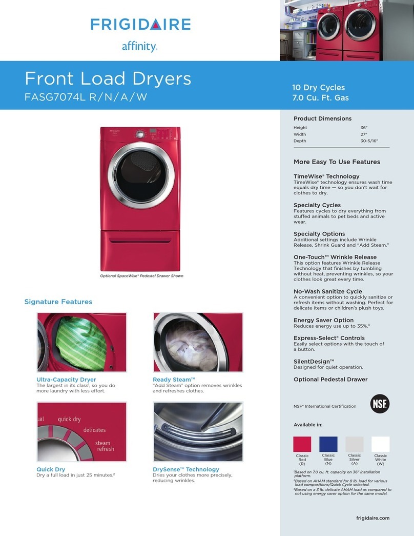 Frigidaire Affinity FASG7074L R Specification sheet