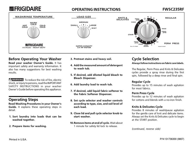 Frigidaire FWSC235RF User manual