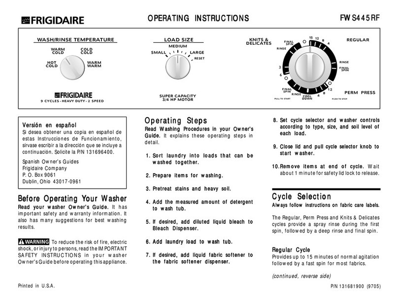 Frigidaire FWS445RF User manual