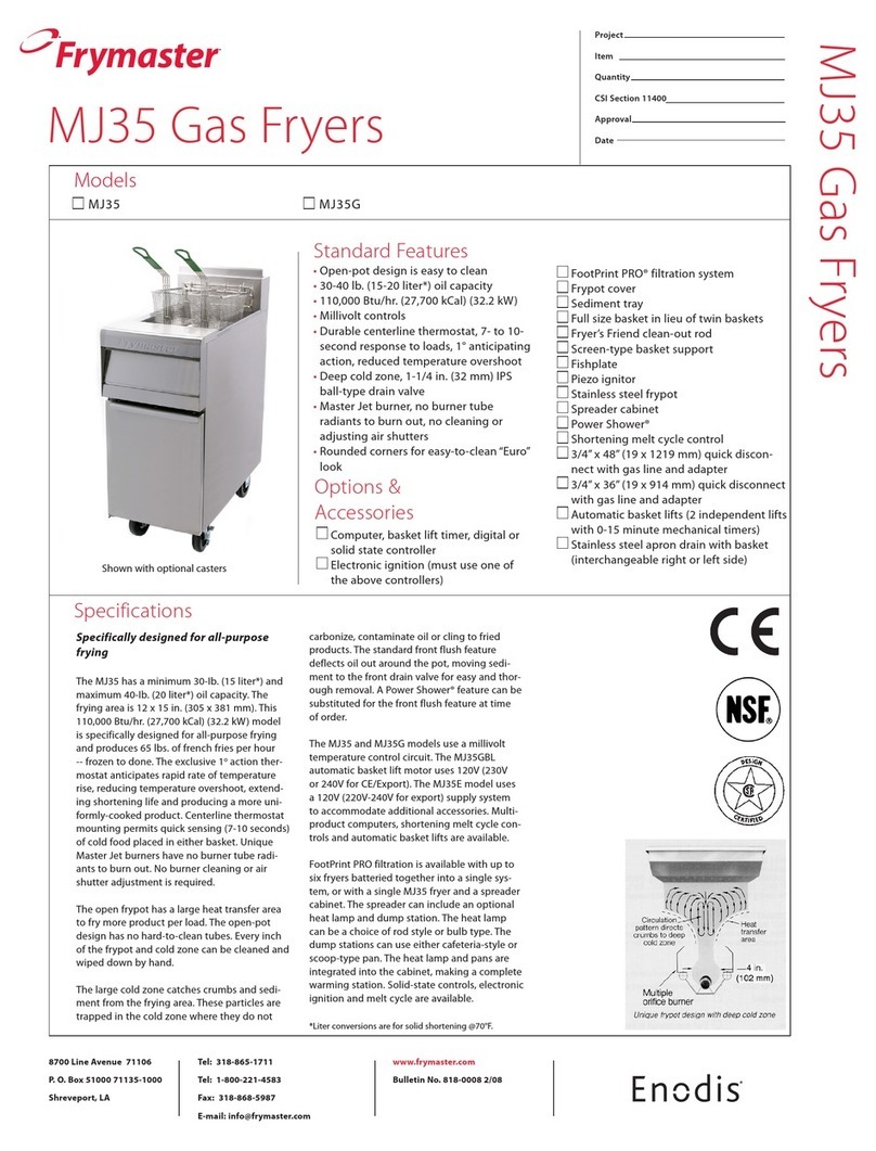Frymaster MJ35 Specifications