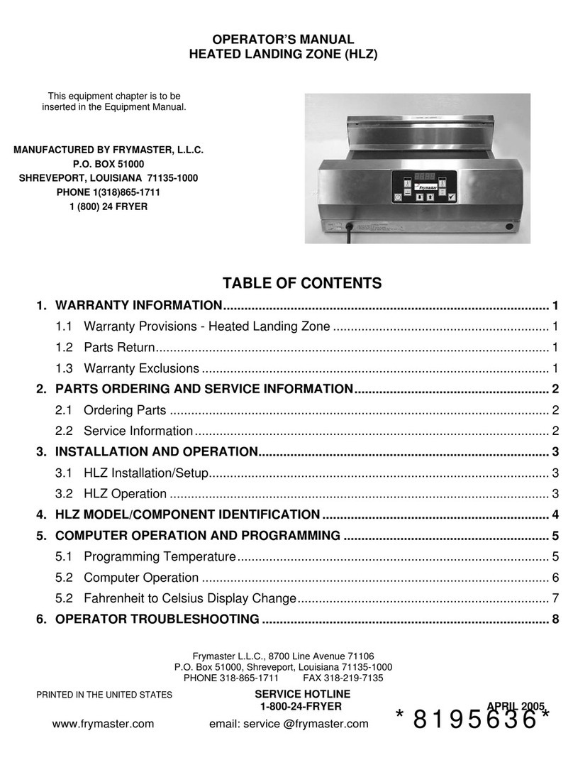 Frymaster Heated Landing Zone HLZ Operator's manual
