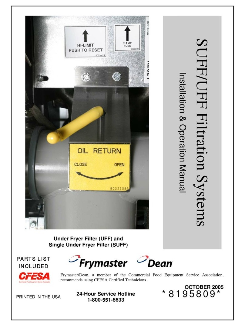 Frymaster Single Under Fryer Filter (SUFF) parts list