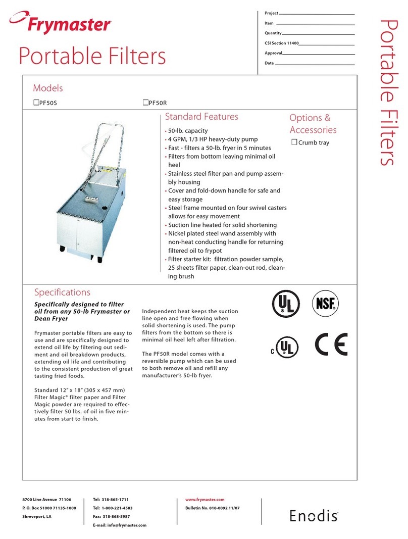 Frymaster Enodis PF50R Specifications