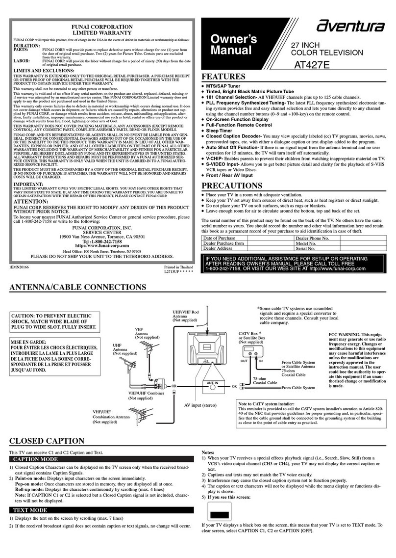 FUNAI Aventura AT427E owner's manual
