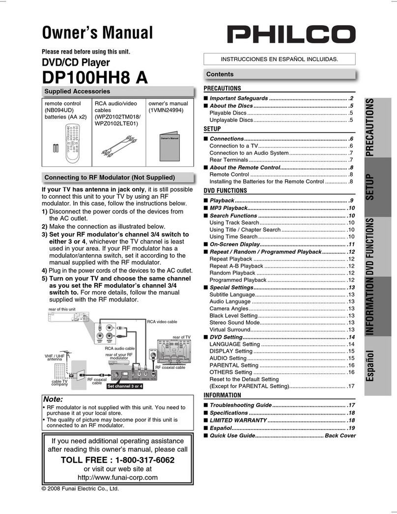 FUNAI Philco DP100HH8A owner's manual