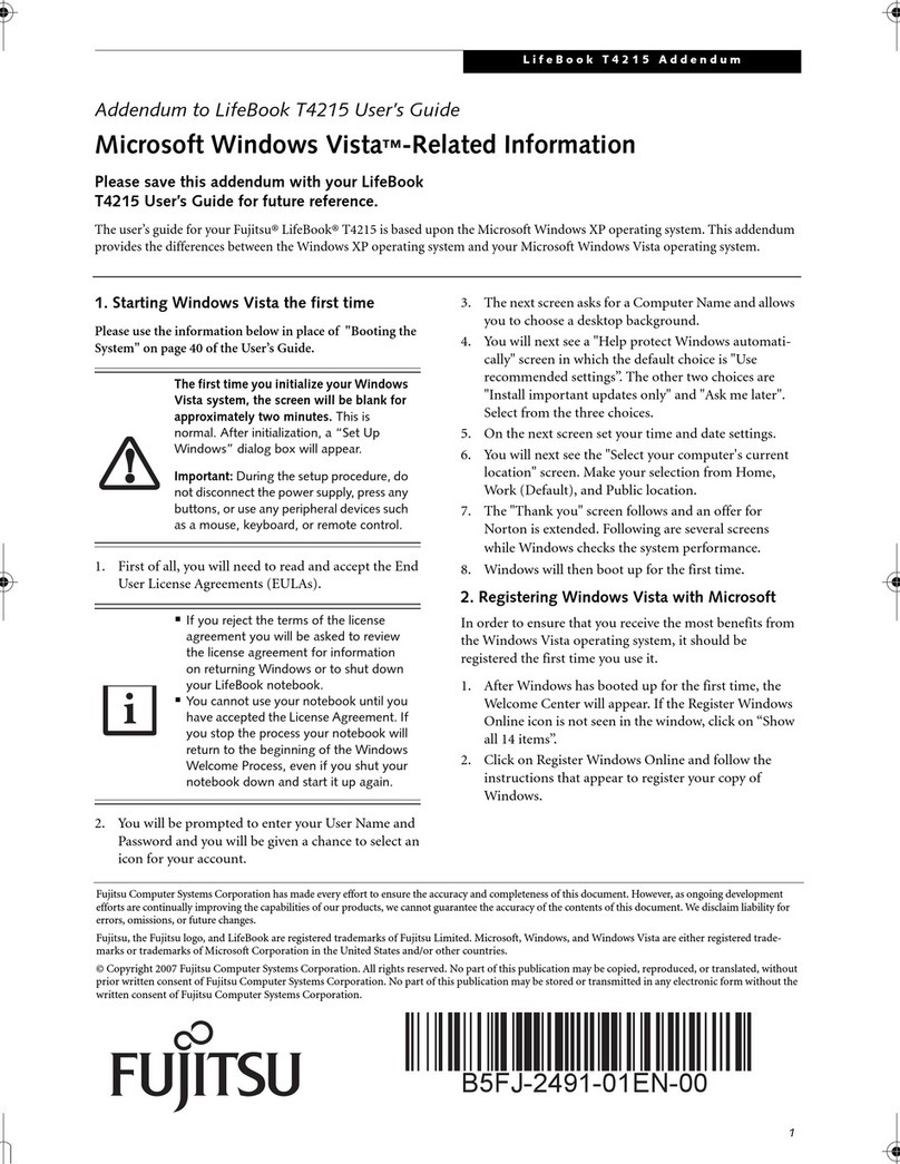 Fujitsu T4215 - LifeBook Tablet PC Installation and operating instructions