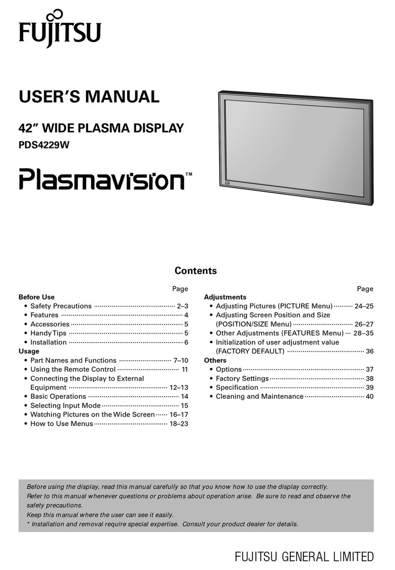 Fujitsu PLASMAVISION PDS4229W User manual