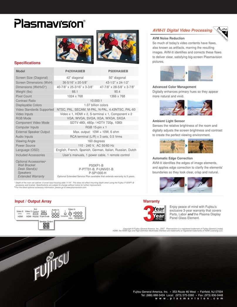 Fujitsu Plasmavision P42XHA58EB User manual