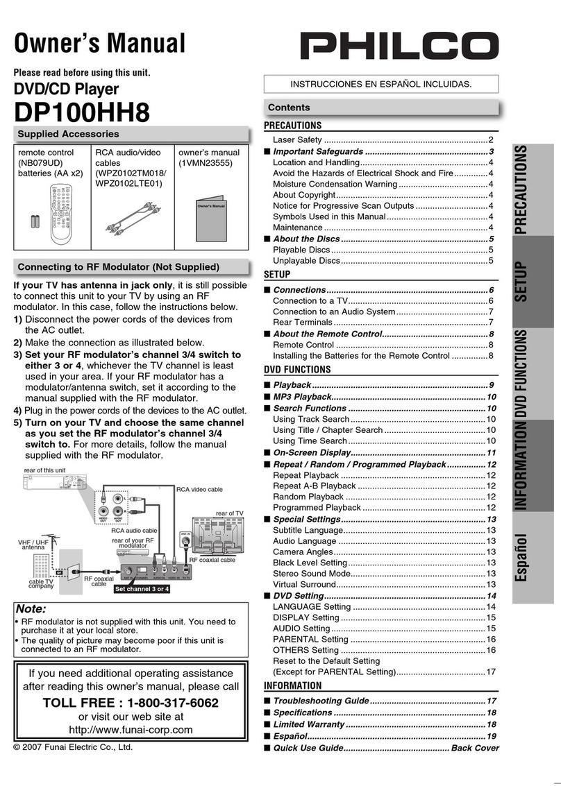 FUNAI Philco DP100HH8 owner's manual