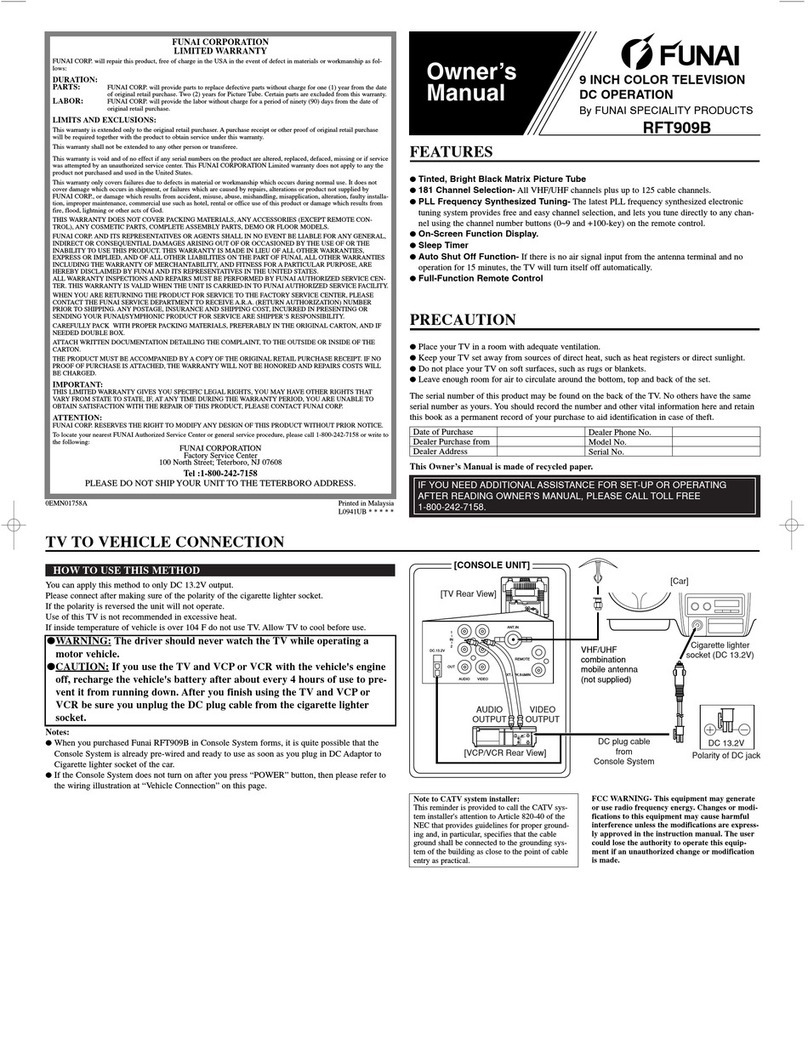 FUNAI RFT909B owner's manual