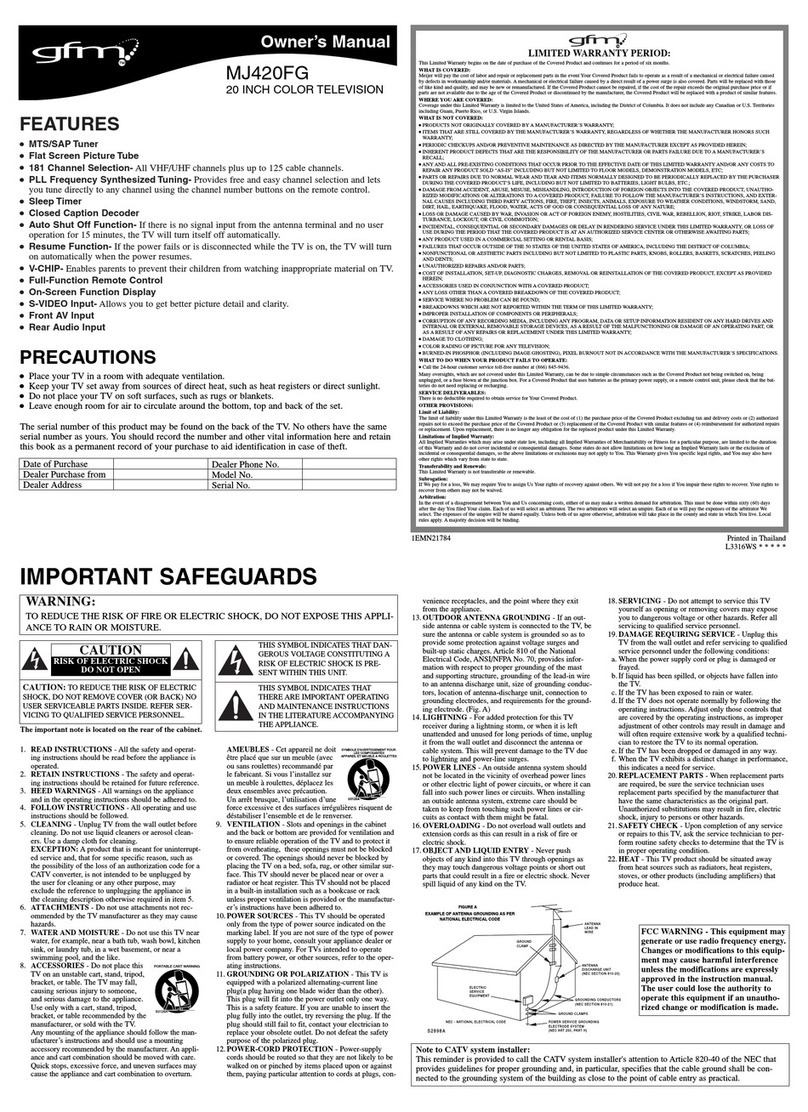 gfm MJ420FG owner's manual