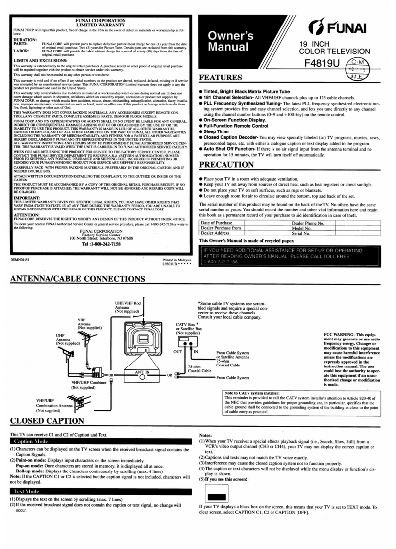 FUNAI F4819U owner's manual