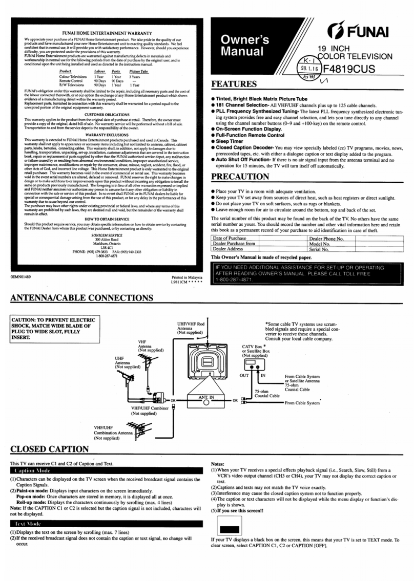 FUNAI F4819CUS owner's manual