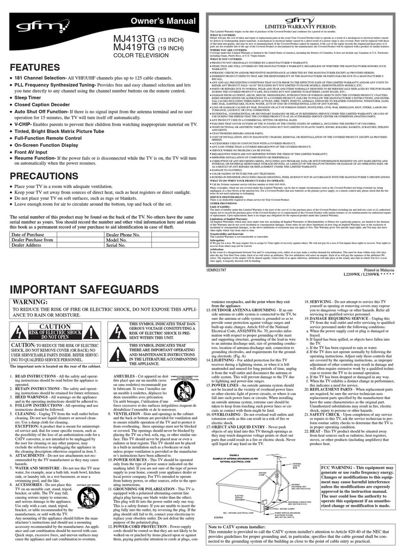 gfm MJ413TG, MJ419TG owner's manual