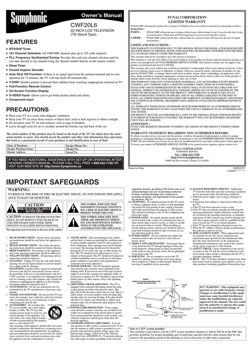 FUNAI Symphonic CWF20L6 User manual
