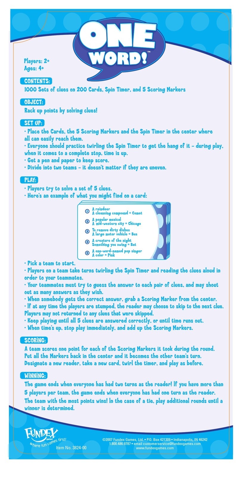 Fundex Games One Word User instructions