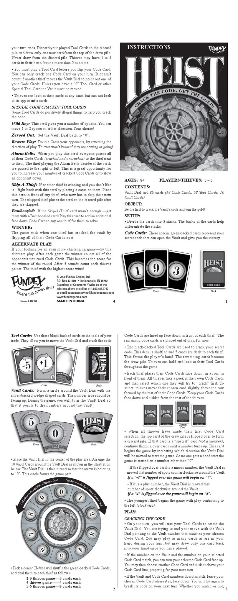 Fundex Games Heist instructions