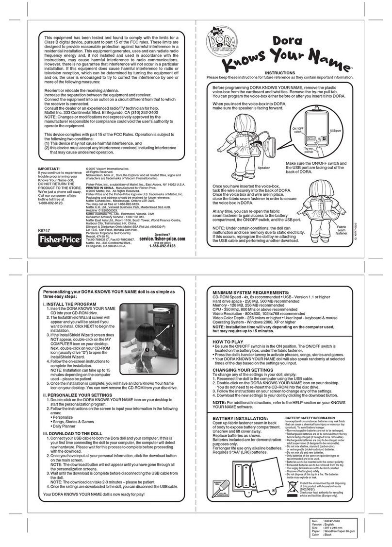Fisher-Price K8747-0920 User manual Fisher-Price K8747-0920 User manual
