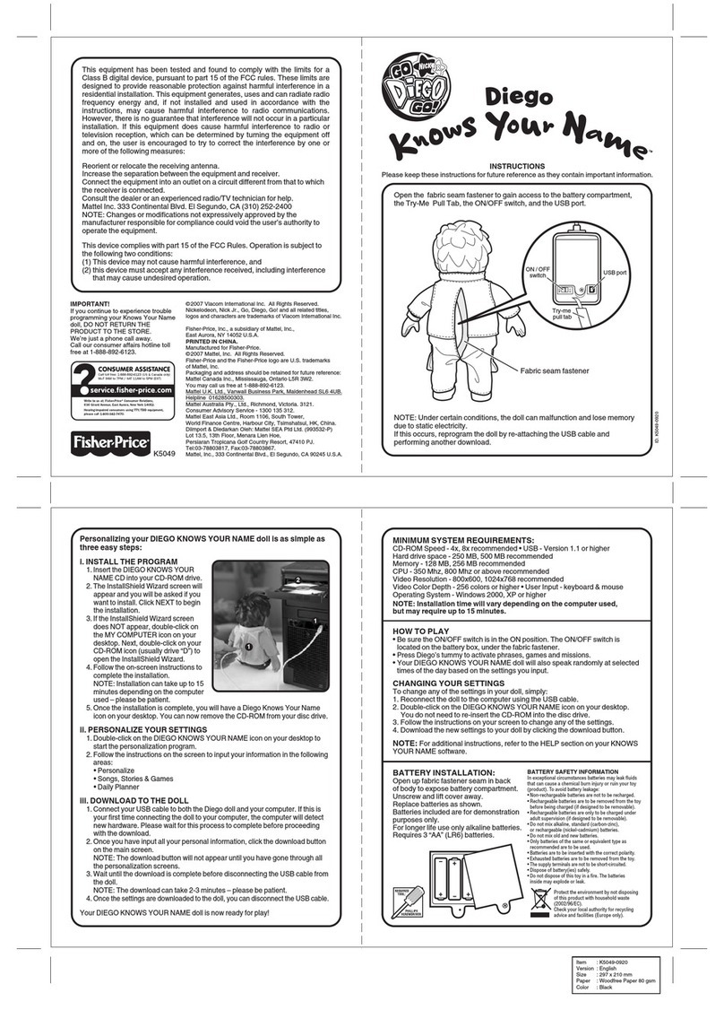 Fisher-Price DIEGO K5049 user manual Fisher-Price DIEGO K5049 user manual
