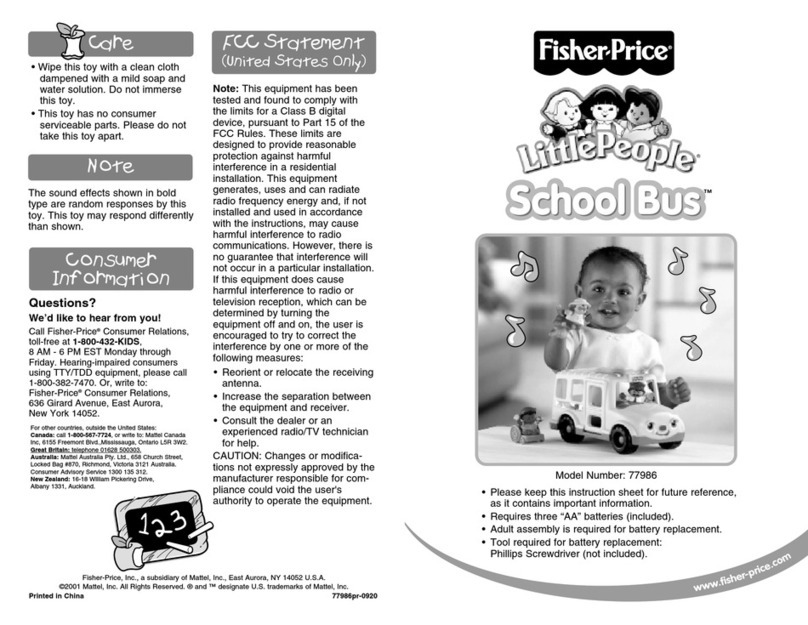Fisher-Price SCHOOL BUS 77986 instruction sheet