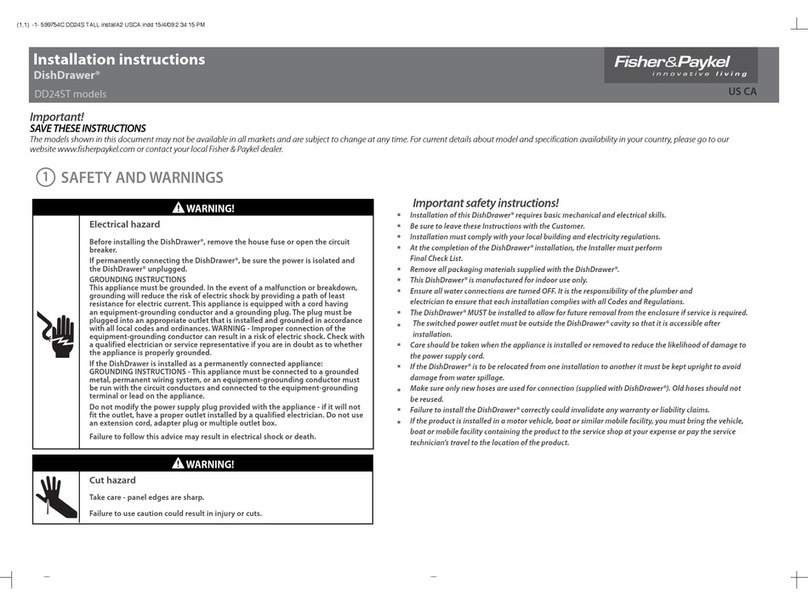 Fisher & Paykel DishDrawer DD24ST Series User manual Fisher & Paykel DishDrawer DD24ST Series User manual