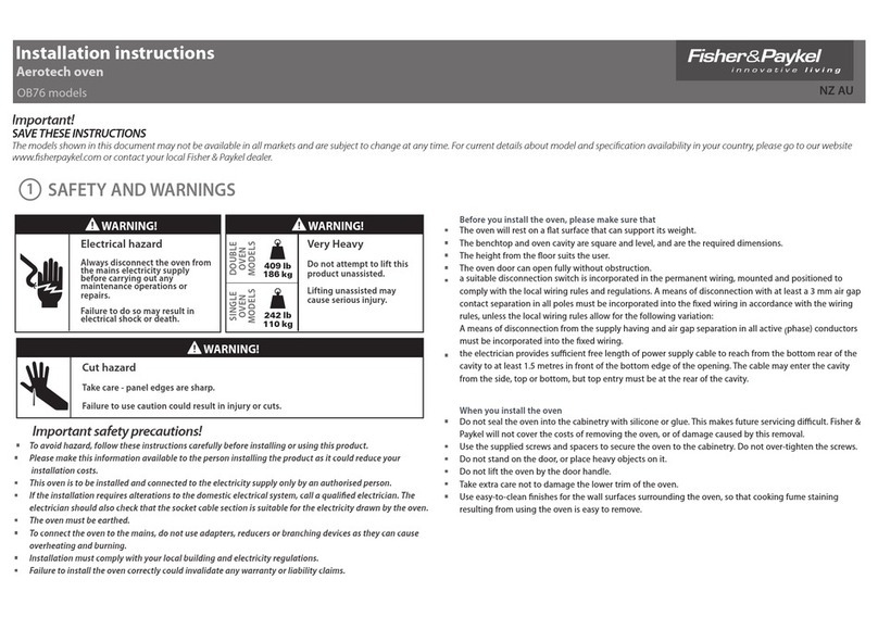 Fisher & Paykel OB76 Series User manual Fisher & Paykel OB76 Series User manual