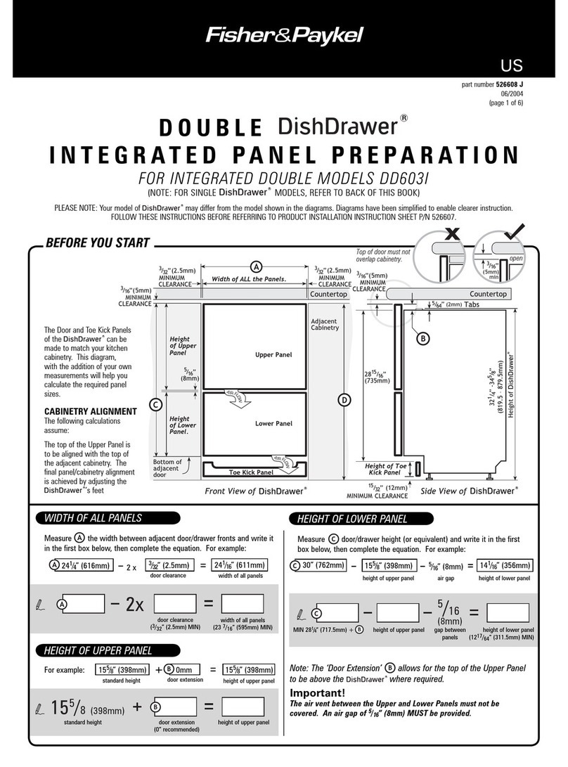 Fisher & Paykel DishDrawer DD603I Integrated User manual Fisher & Paykel DishDrawer DD603I Integrated User manual