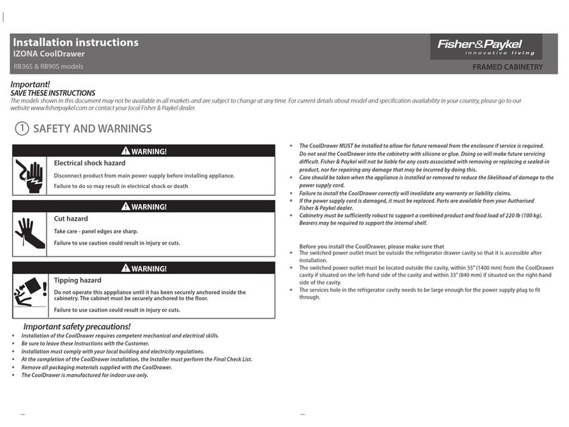 Fisher & Paykel IZONA CoolDrawer RB365 User manual