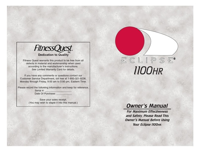 Fitness Quest Eclipse 1100HR owner's manual