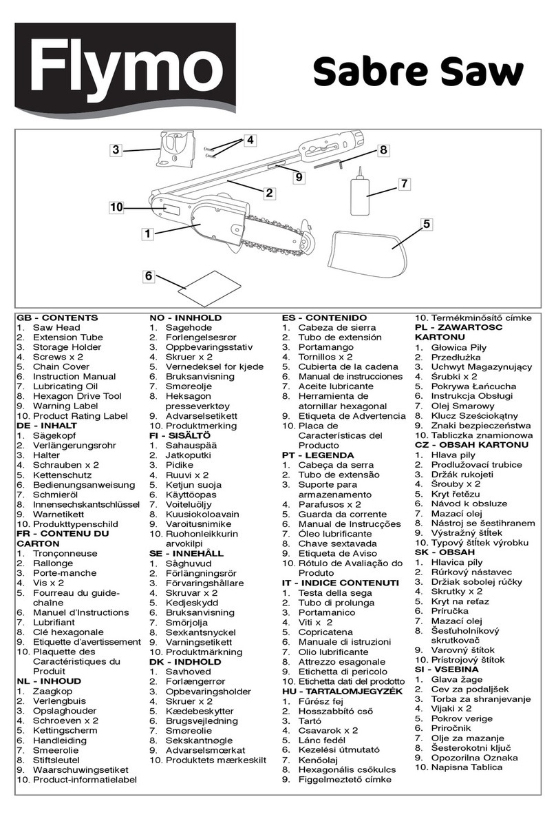 Flymo Sabre Saw Specification sheet