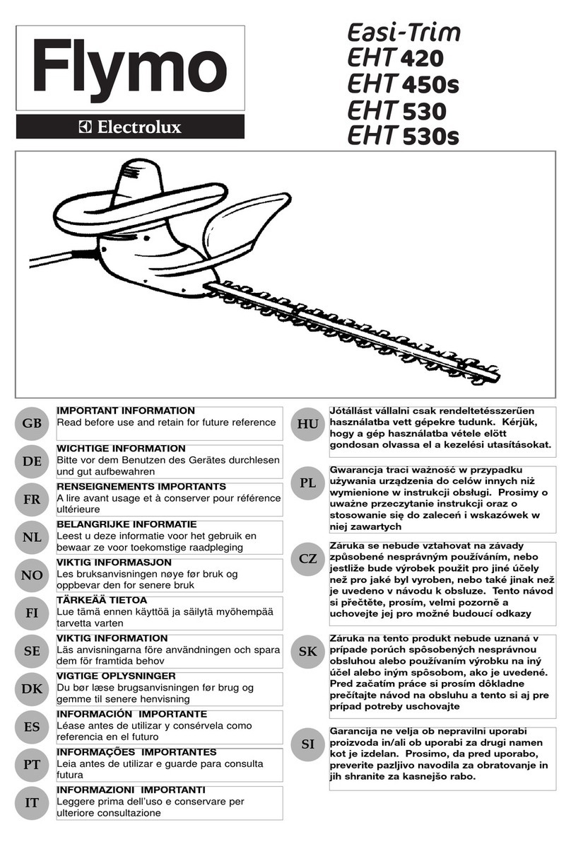 Flymo Electrolux EHT 420 Important information