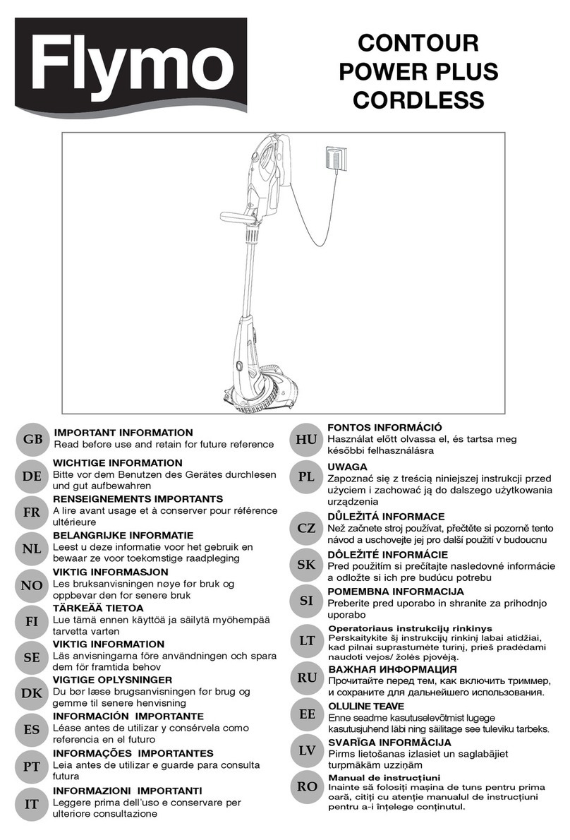 Flymo Contour Power Plus Cordless Trimmer Important information