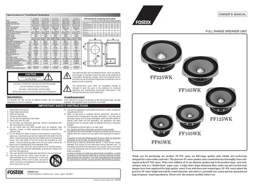 Fostex FF105WK owner's manual