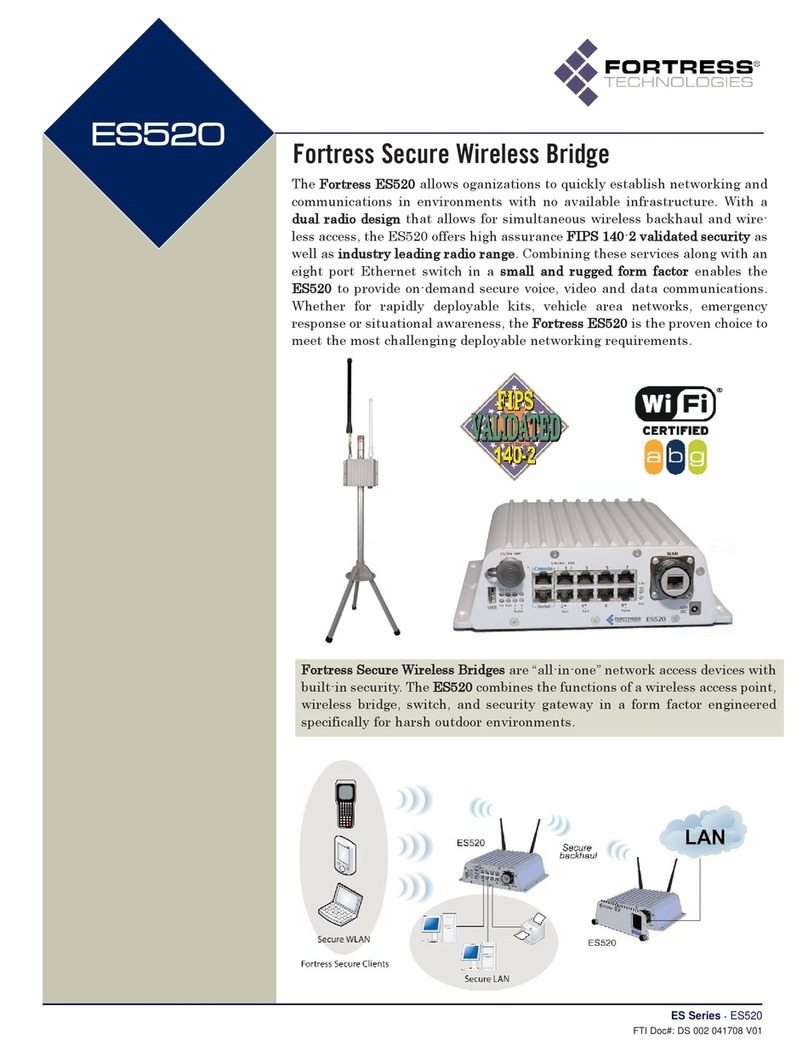 Fortress Technologies Fortress Secure Wireless Access Bridge ES520 Specification sheet Fortress Technologies Fortress Secure Wireless Access Bridge ES520 Specification sheet