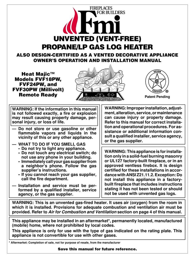 FMI Heat Majic FVF18PW Quick start guide