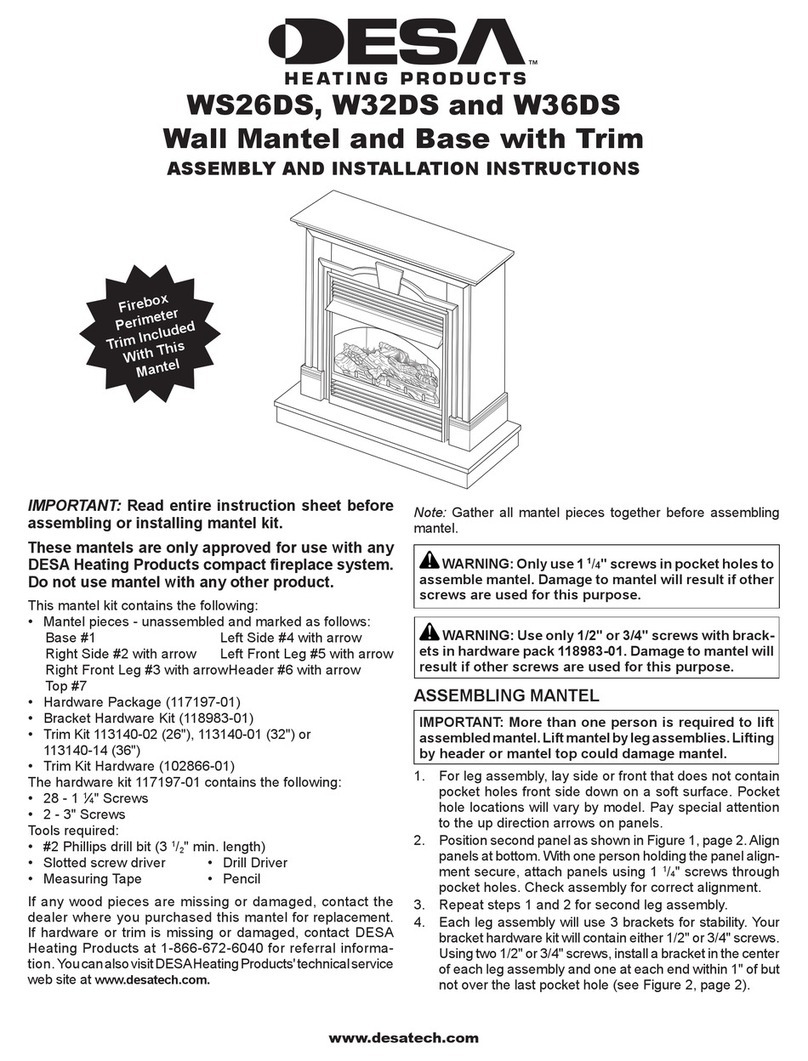 Desa Wall Mantel and Base with Trim W32DS Instruction manual Desa Wall Mantel and Base with Trim W32DS Instruction manual
