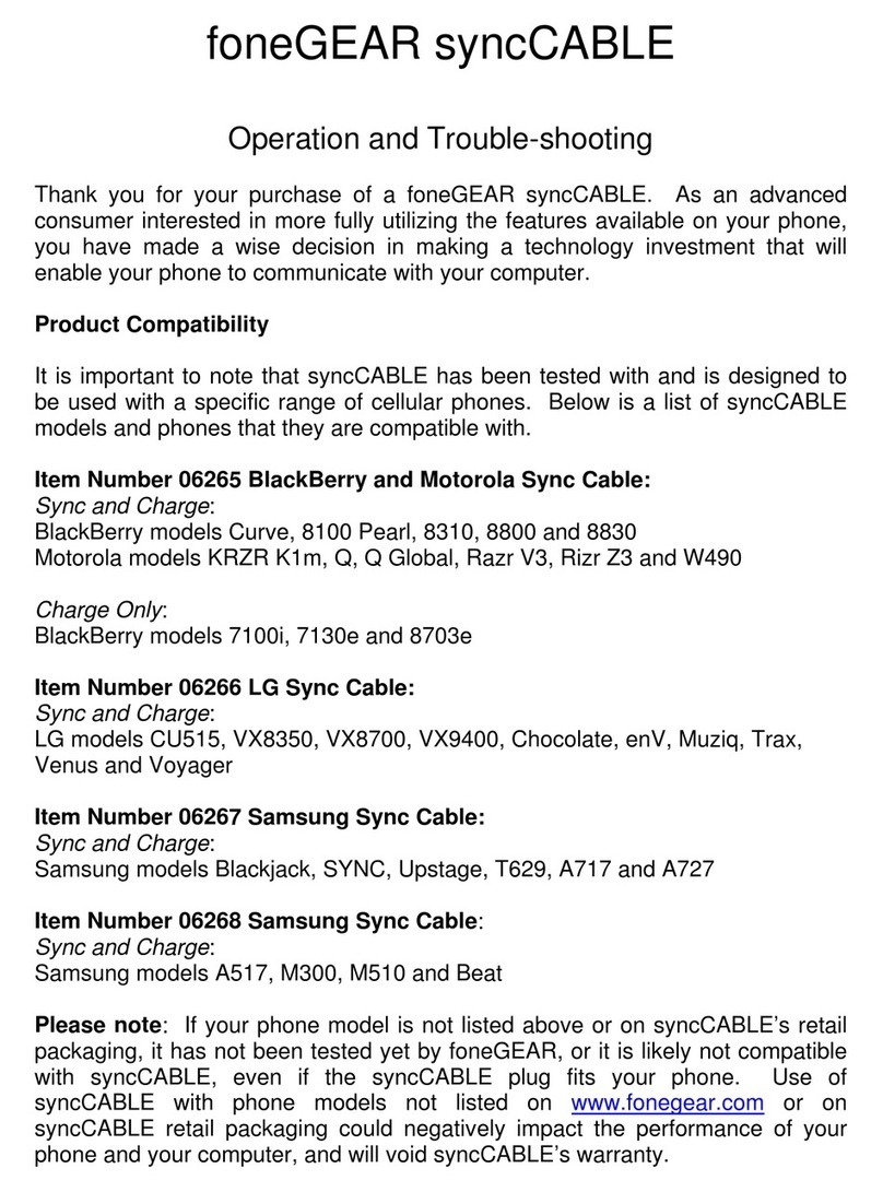 FoneGEAR syncCABLE 06265 Operating and troubleshooting FoneGEAR syncCABLE 06265 Operating and troubleshooting