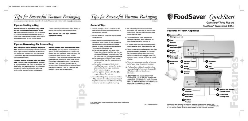 FoodSaver GameSaver Turbo Plus quick start guide
