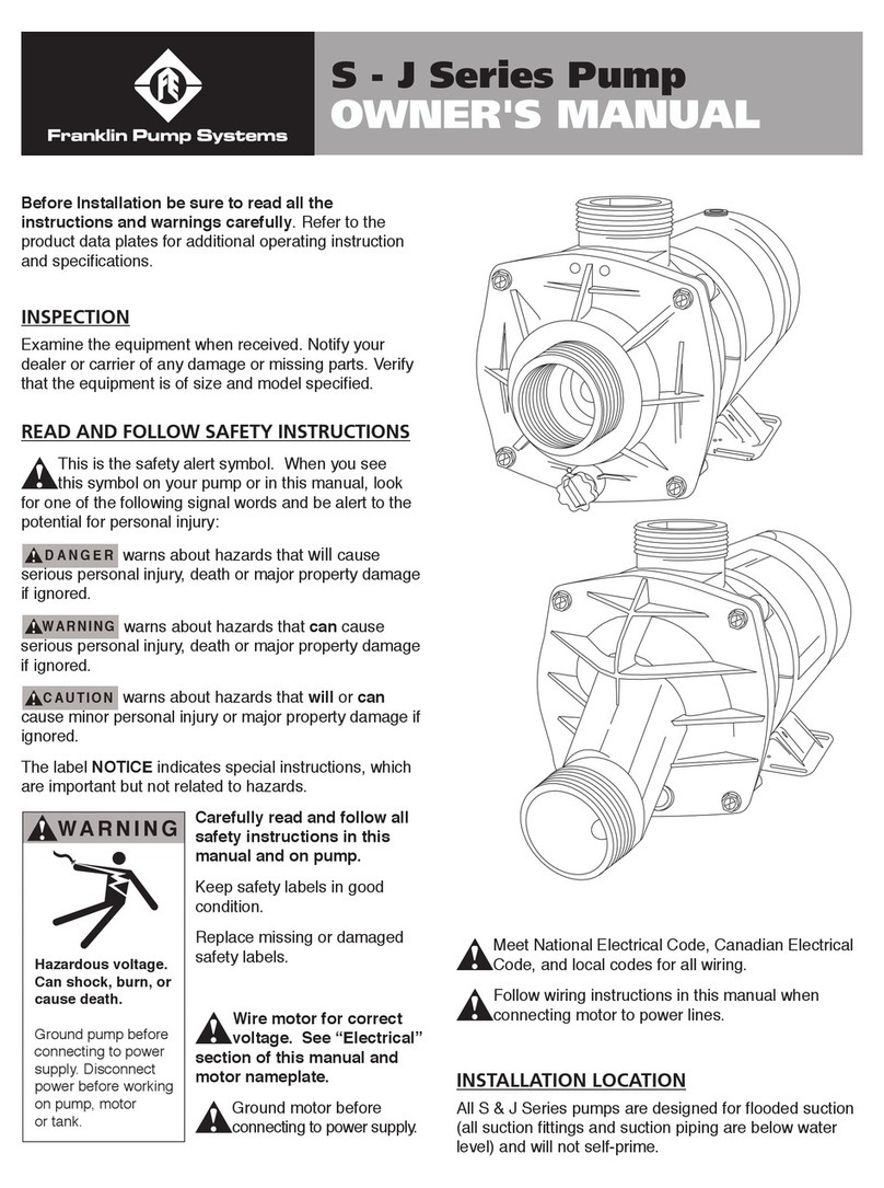 Franklin Pump Systems S - J Series owner's manual
