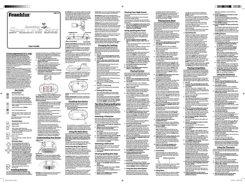 Franklin Speaking SPELLING BEE SSB-212 User manual