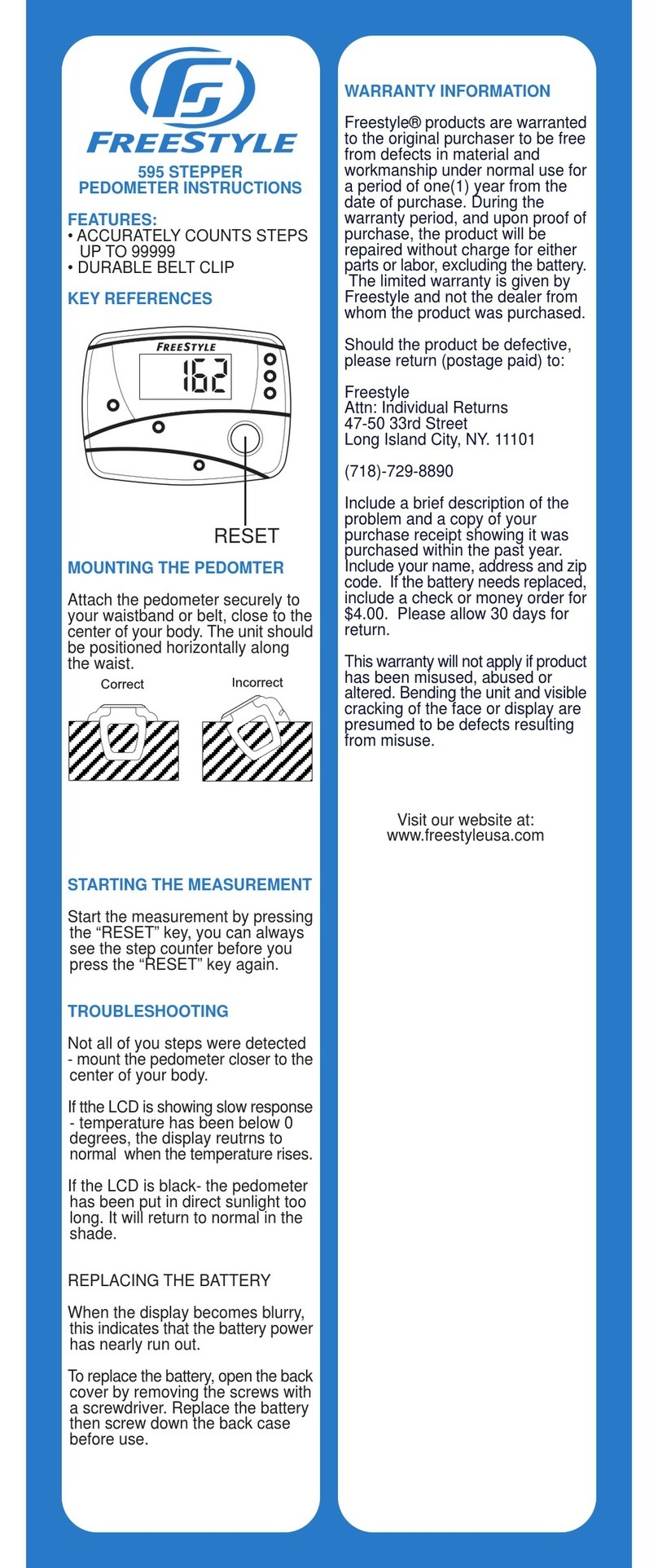 Freestyle Stepper 595 instructions