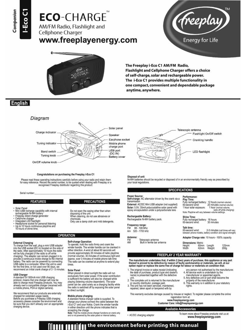 Freeplay Eco-ChargeTM I-ECO-C1 user manual Freeplay Eco-ChargeTM I-ECO-C1 user manual