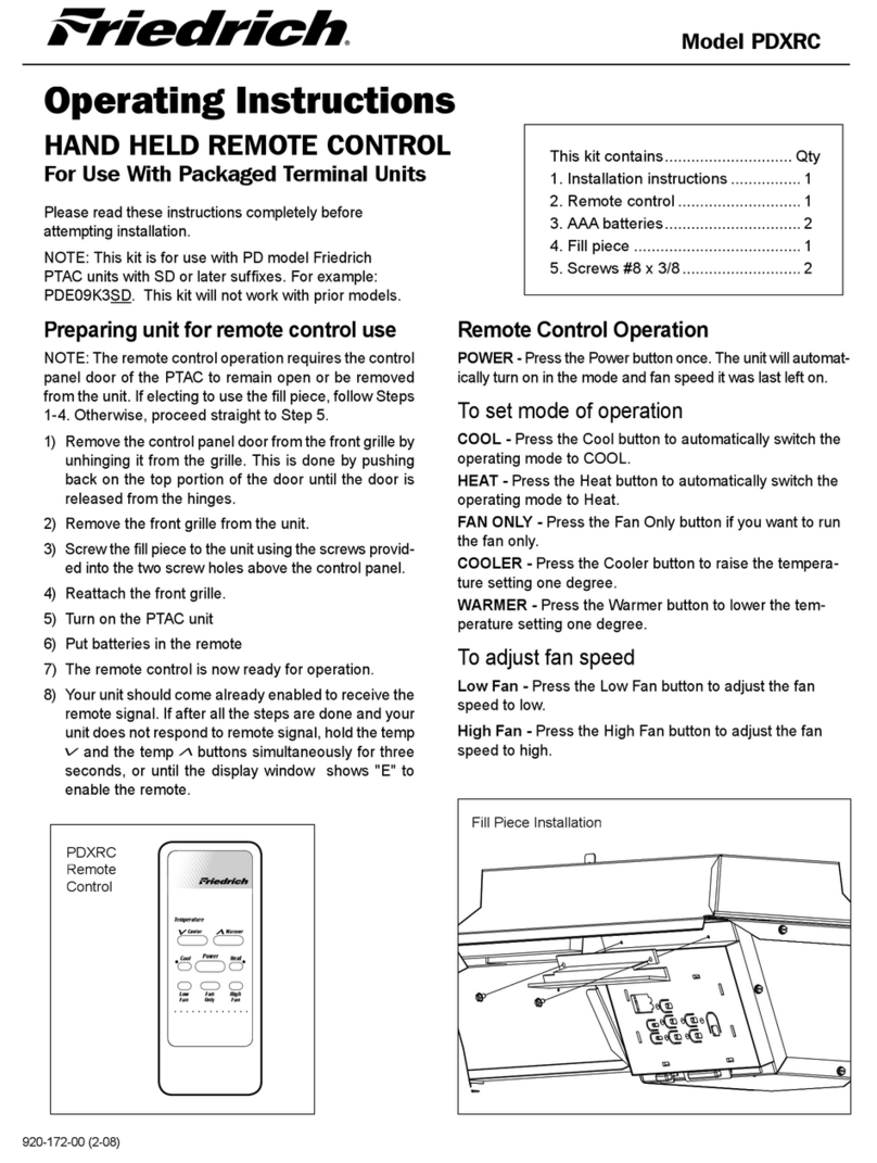 Friedrich PDXRC operating instructions