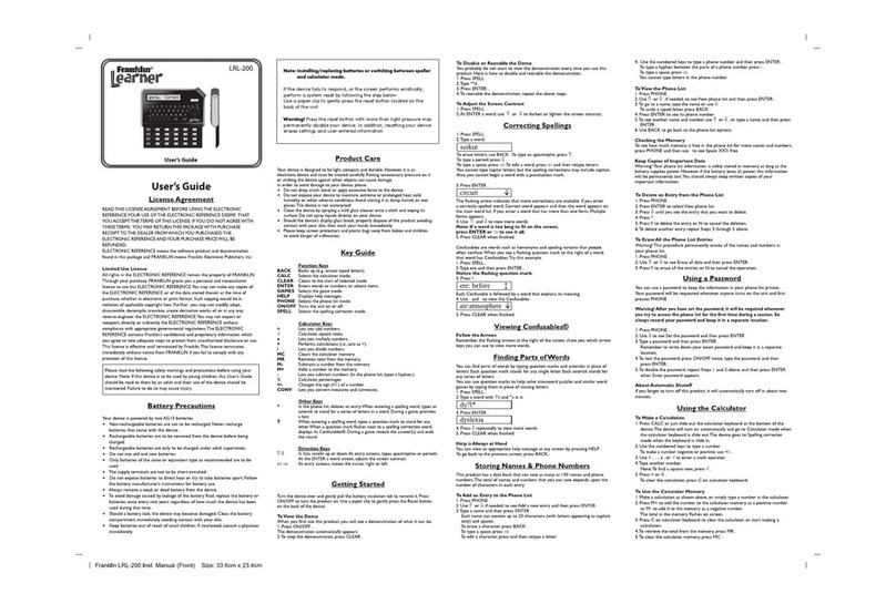 Franklin learner LRL-200 user guide