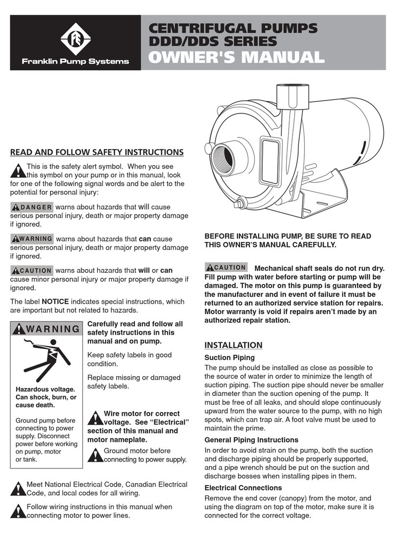 Franklin Pump Systems DDD Series owner's manual